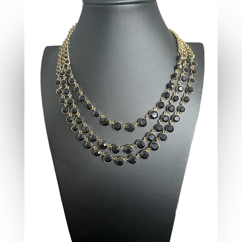 Vintage Black Faceted Bead Necklace